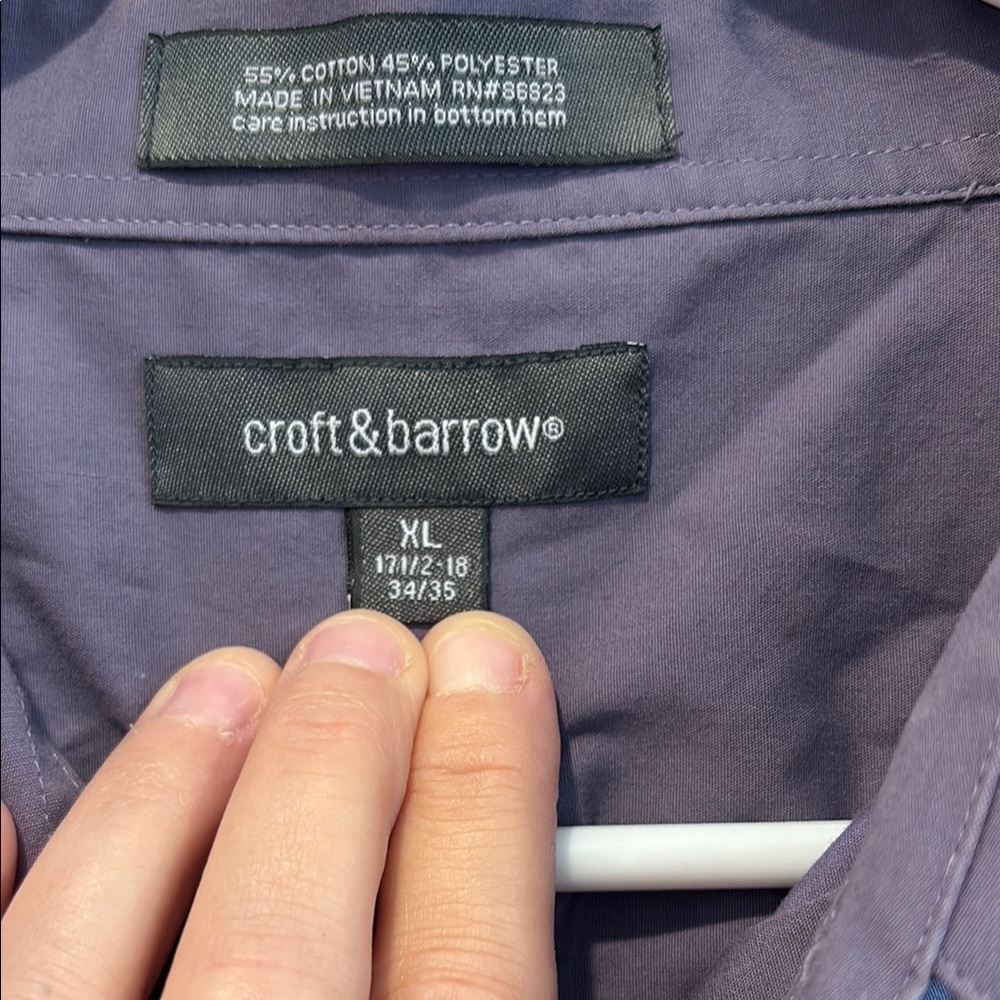 Croft & Barrow Purple Casual Button Down Shirt - Picture 2 of 4